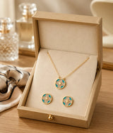 Turquoise Clover Jewelry Set