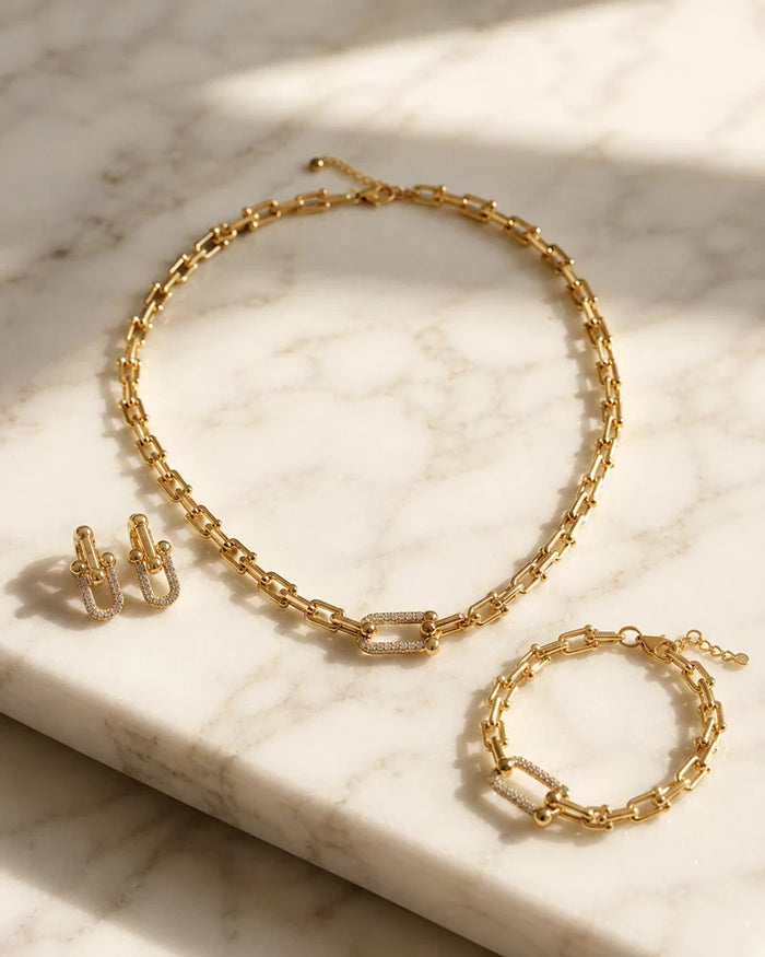 Gold U-Link Jewelry Set