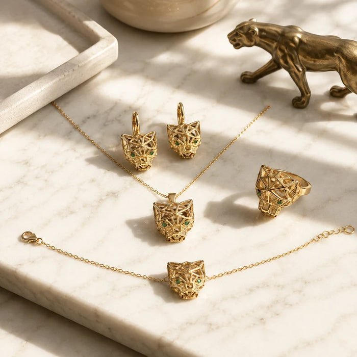 Geometric Panther Jewelry Set