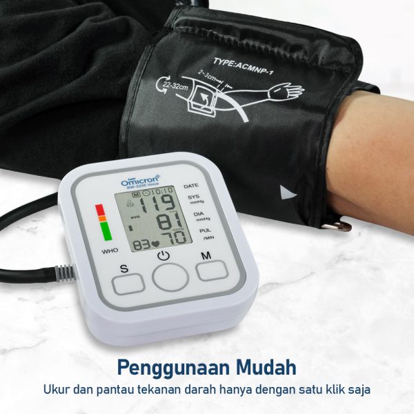 TaffOmicron Tensimeter Digital Pengukur Tekanan Darah Bahasa Indonesia - BW-3205 - White