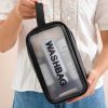WASHBAG Tas Kosmetik Alat Make Up Portable Pouch Korean PVC Size M - B411 - Black