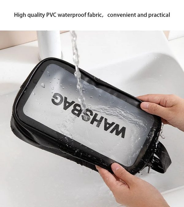 WASHBAG Tas Kosmetik Alat Make Up Portable Pouch Korean PVC Size M - B411 - Black