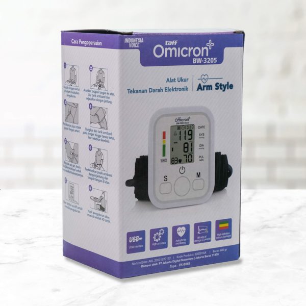TaffOmicron Tensimeter Digital Pengukur Tekanan Darah Bahasa Indonesia - BW-3205 - White