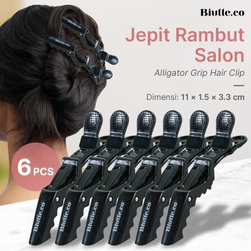 Biutte.co Jepit Rambut Salon Barber Hair Alligator Clip Grip 6PCS - L05 - Black